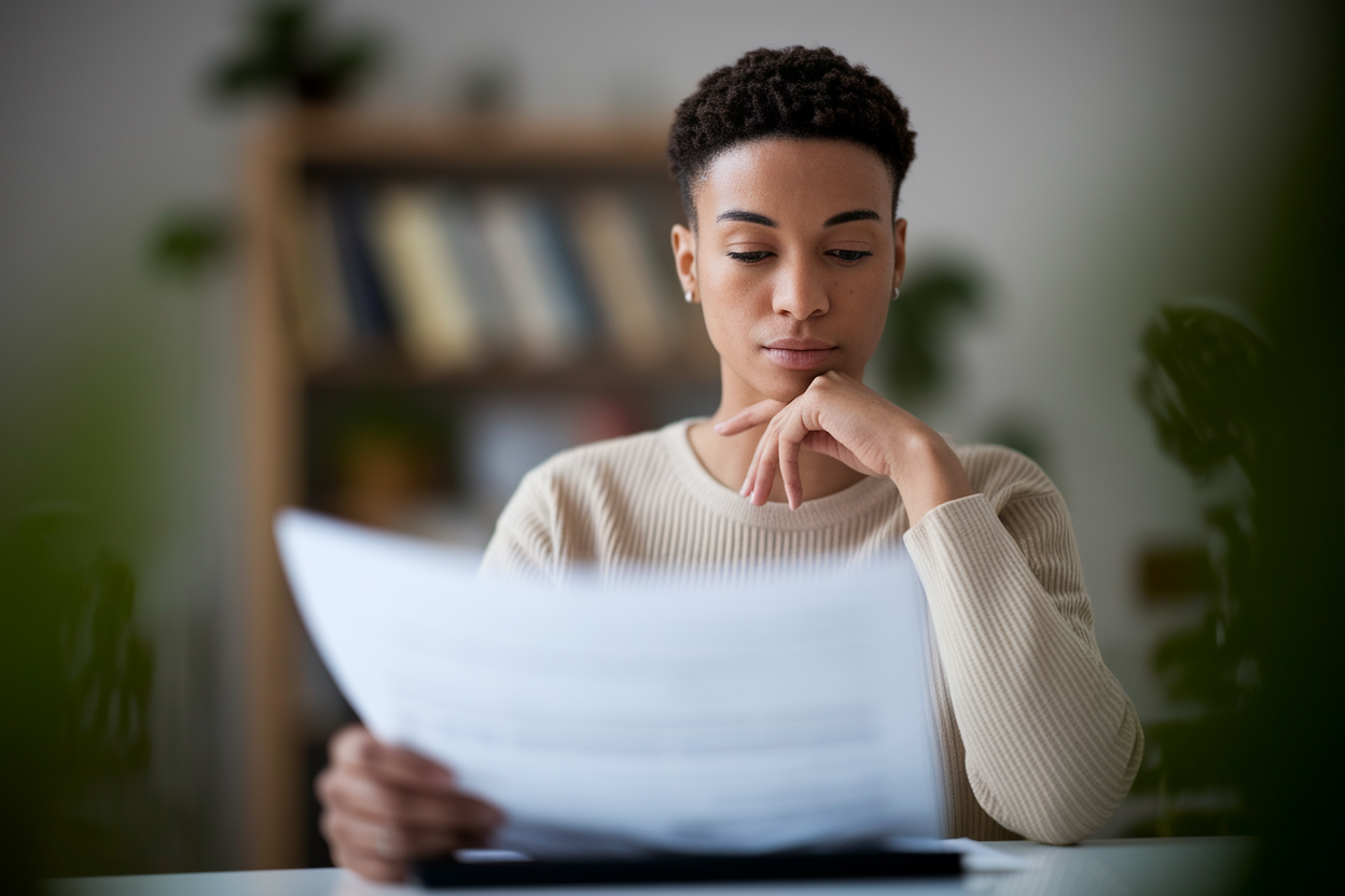 personne-pensive-bureau-moderne-document-flou