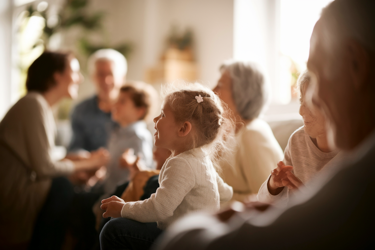 salon-famille-grands-parents-petits-enfants-flou