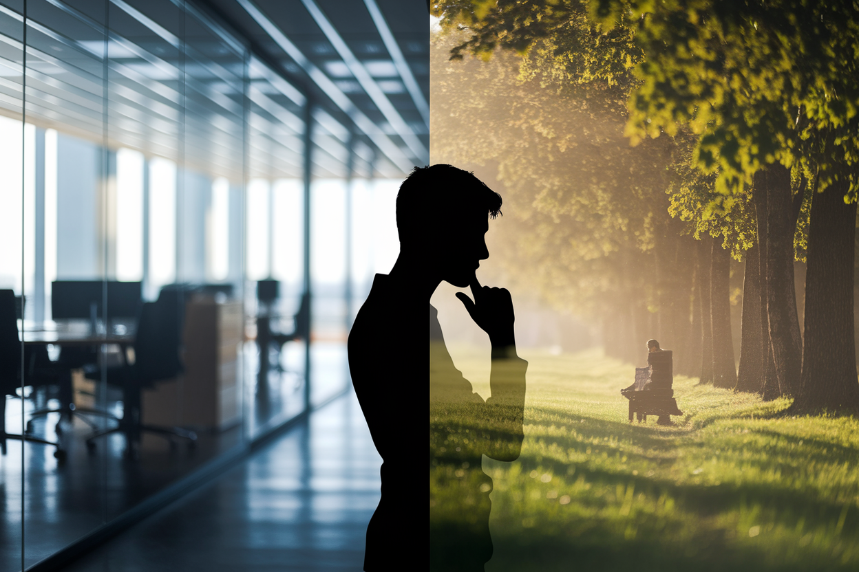 silhouette-personne-bureau-parc-equilibre
