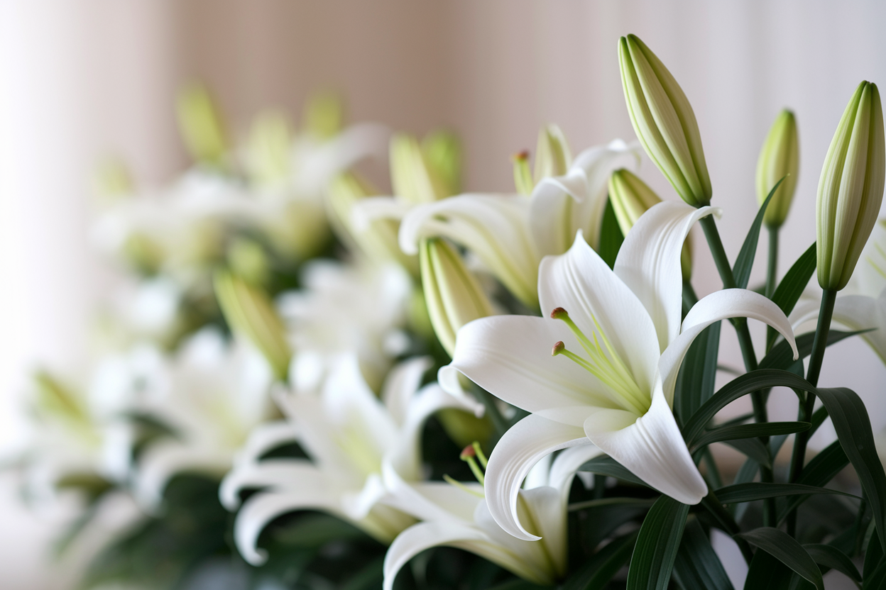 lys-blancs-bouquet-flou-elegant