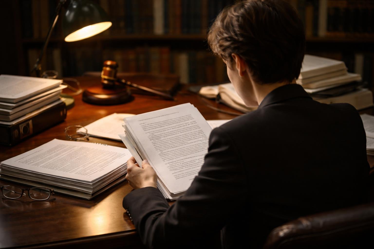 personne-assise-lecture-documents-lumiere-douce
