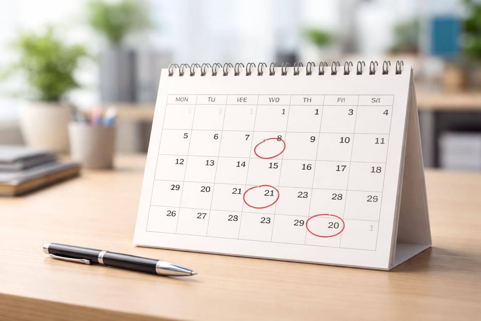 calendrier-bureau-stylo-environnement-serin