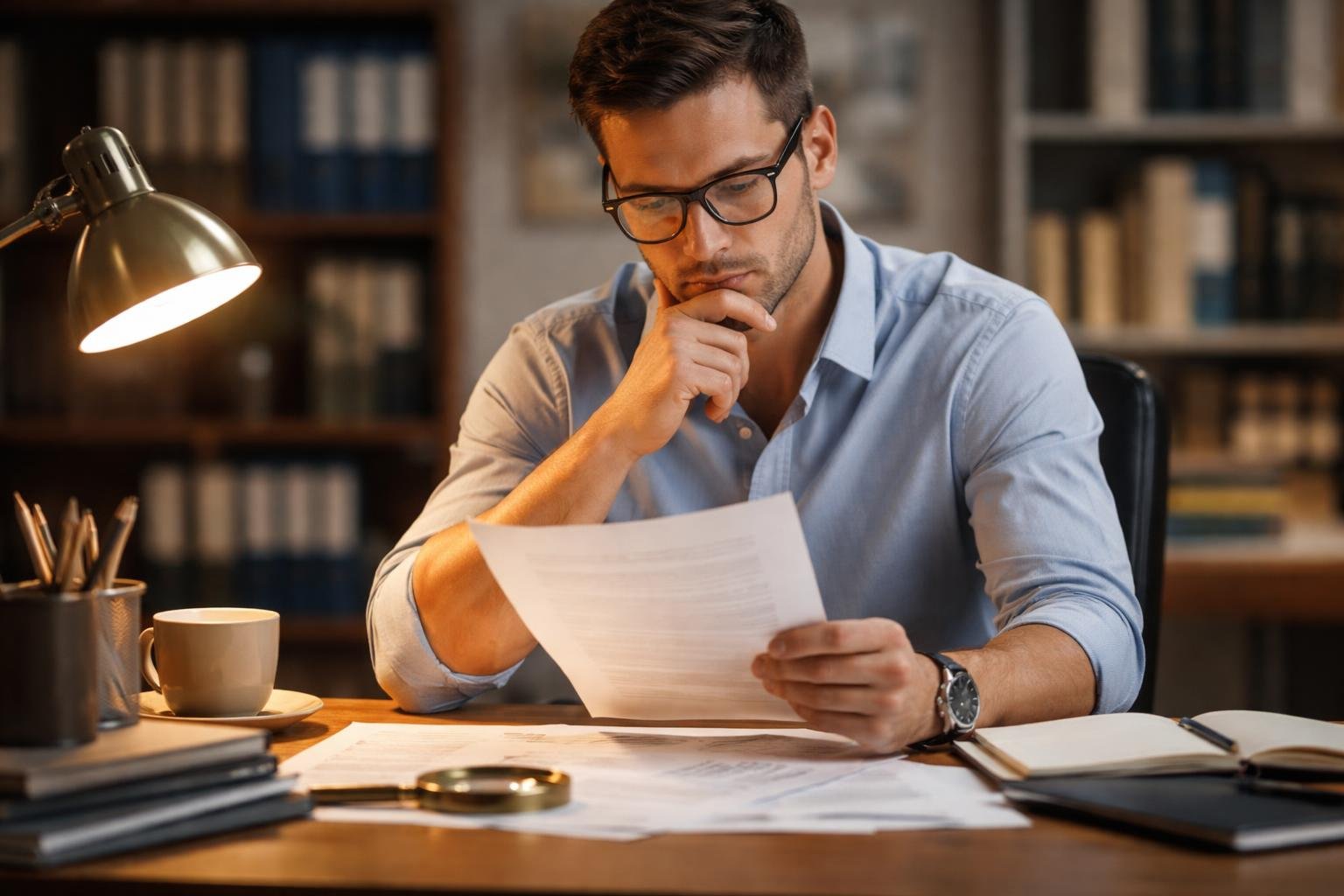 personne-bureau-document-lampe-livres